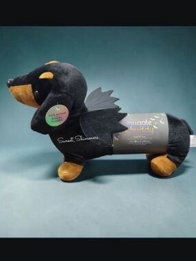 Dachshund Doxie Ween Halloween Dog w/ Bat Wings Snuggle Buddy Heat Up Plush New